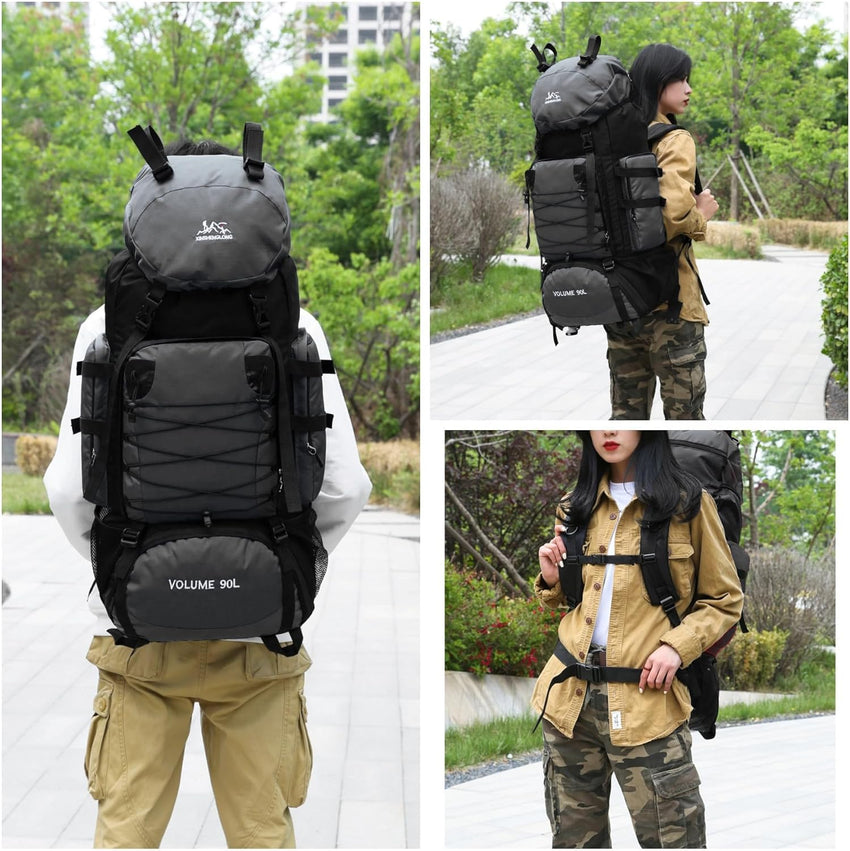 Fesky Large Waterproof Rucksack Lightweight Adjustable for Camping Hiking Ã¢ÂÂ Black 90L