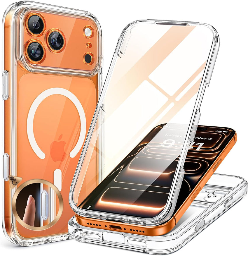 Magnetic Case for iPhone 17 Pro Built-in Glass Screen Protector â Clear 6.3-inch