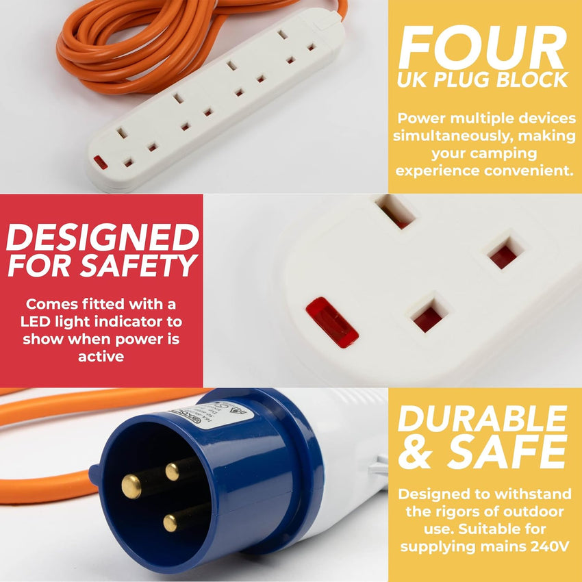 1 METER GADLANE Camping Electric Hook Up Cable - 1M Electric Hook Up for Camping
