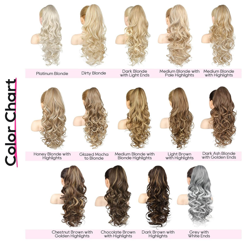 REECHO 24" Claw Clip Ponytail Extension Long Curly Hairpiece â Honey Blonde Highlights