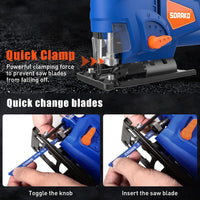 SORAKO 600W Corded Jigsaw for Wood & Metal | 800-3000SPM Electric Jigsaw with 6 Speeds + 3 Orbital Settings | 45ÃÂ° Bevel Cutting, 60mm Wood Cutting Depth