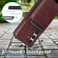 Asuwish Phone Case for Samsung Galaxy A35 5G with Tempered Glass Screen Protector Credit Card Holder Wallet Cover Stand Leather Cell Accessories Glaxay A 35 35A A355G SM-A356U A356E Women Men Brown