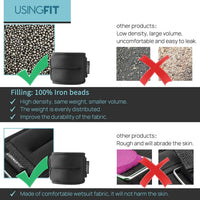 USINGFIT Ankle Weights Set for Men Wrist Weights for Women 2 * 0.5Kg / 2 * 1Kg / 2 * 1.5Kg / 2 * 2Kg / 2 * 3Kg Hand Leg Weight for Kids Sandbags Gym Fitness Running Walking