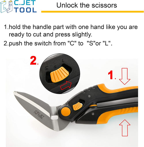 C.JET TOOL 10" Heavy Duty Scissors, Carpet Cutter, Industrial Scissors, Multipurpose, Scissors for Carpet, Cardboard, Leather, Pruning, Gardening, Professional Soft Grip Stainless Steel (Orange)