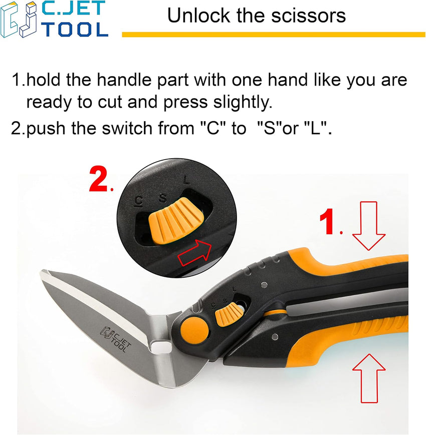 C.JET TOOL 10" Heavy Duty Scissors, Carpet Cutter, Industrial Scissors, Multipurpose, Scissors for Carpet, Cardboard, Leather, Pruning, Gardening, Professional Soft Grip Stainless Steel (Orange)