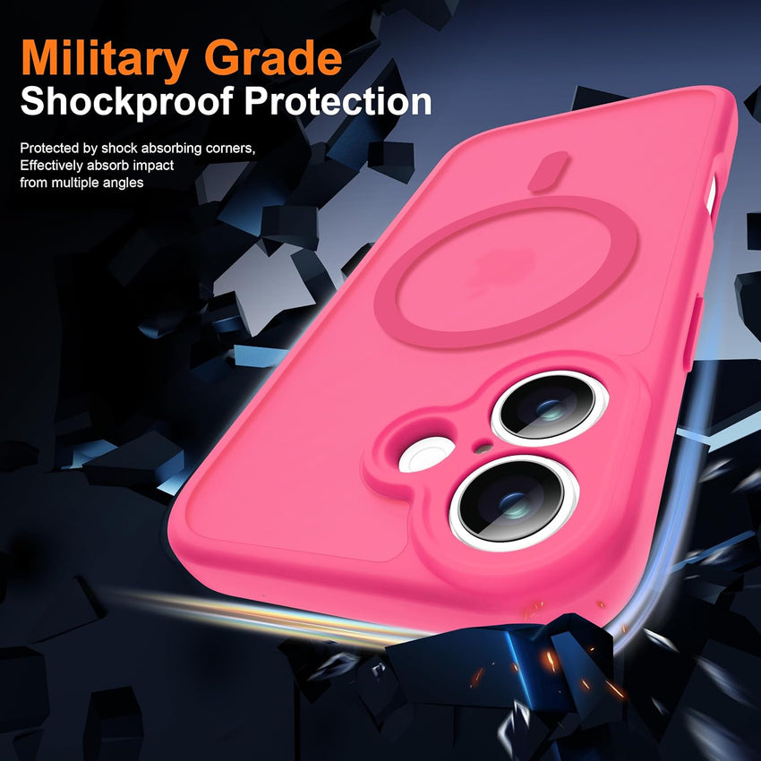 ORETECH Magnetic for iPhone 17 Case, 2 Pack Screen Protectors,Matt Hot Pink