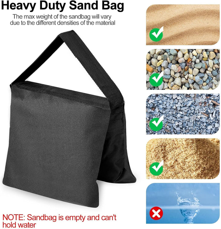 EMART Heavy Duty Sandbags,Weight Sand Bags Photo Studio Saddlebag Design for Photography Stand Light Tripod, Outdoor Patio, Sports, Photo Sets, Film Sets, Live Productions-(Black-4 Packs)