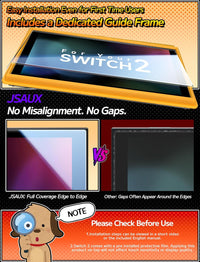 JSAUX 3-Pack Screen Protector for Nintendo Switch 2, Easy to Install with Guiding Frame Tempered Glass Ultra HD Glass Protector 9H Hardness Scratch Resistant