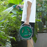 Garden Hose Reel 14M, 12m Water Pipe +2m Leader Hose, Hose Pipe Reel with 8 Adjustable Spray Gun Nozzles, Manual Retractable Garden Water Hose Reel,Outdoor Hose Reel Set for Garden Patios,Balconies