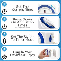 24-Hour Segment Timer Switch Square Mechanical â White