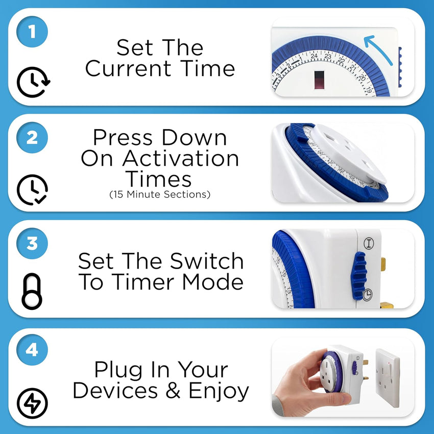 24-Hour Segment Timer Switch Square Mechanical â White