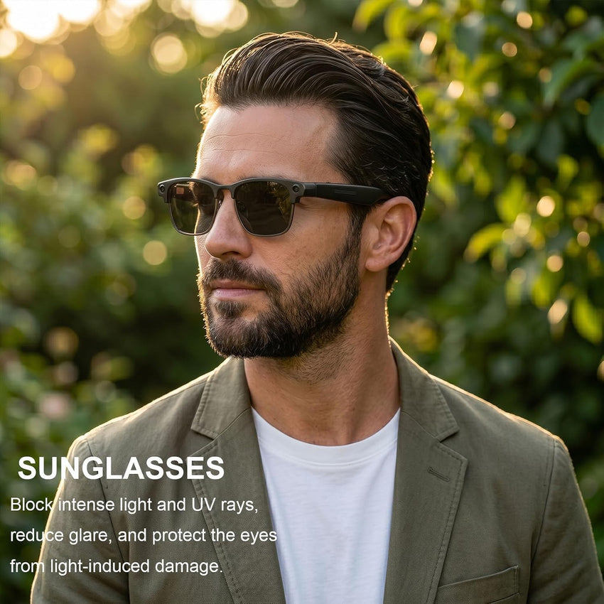 Smart Glasses 8MP Camera Open-Ear Speakers Bluetooth Voice Control Video Recording Real-Time Translation