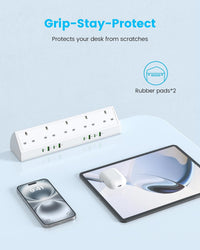 Desk Clamp Power Socket 45W USB-C Extension Lead White