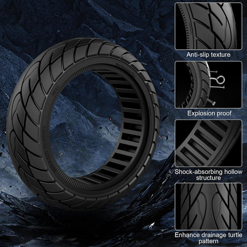 Solid Scooter Tyres 10x2.5 Puncture-Proof 2 Pack Compatible Ninebot Max G30/G30LP Black 10x2.5
