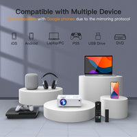 Mini Projector, VOPLLS Upgraded 1080P Full HD 14000L Video Projector Portable Outdoor Home Theater Movie Projector, 50% Zoom, Compatible with HDMI, USB, AV, Smartphone/Tablet/Laptop/PC/TV Box