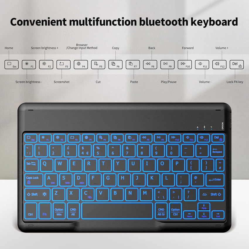 EasyAcc Bluetooth-Keyboard, Wireless Bluetooth Keyboard Compatible with Windows/Android/iOS with English Layout Tablets, backlight