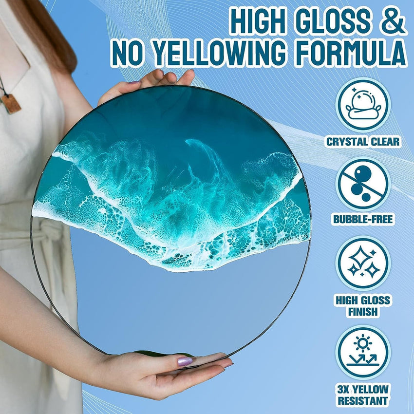 JDiction Fast Curing Epoxy Resin, 4 Hours Demold Upgrade Formula, 1gallon / 3.8L Fast Curing and Bubble Free Epoxy Resin, Crystal Clear Epoxy Resin Kit Self Leveling for Art, Craft, Jewelry Making