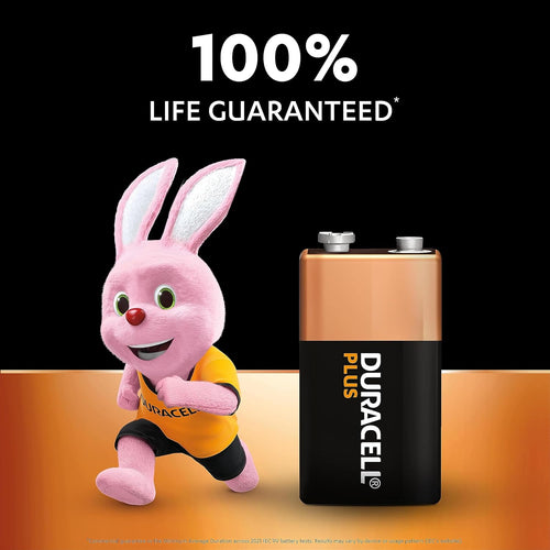 Duracell Plus 9V Batteries (2 Pack) - Alkaline - 100% Life Guaranteed - Reliability For Everyday Devices - 0% Plastic Packaging - 5-Year Storage - 6LR61 MN1604
