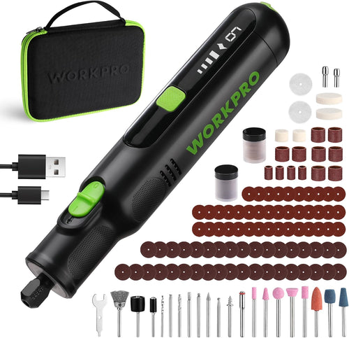 WORKPRO Cordless Rotary Tool, 7.2V Rechargeable Rotary Tool Kit with 117 Accessories, 6 Gear Speed 30000RPM, Type-C Charging Power Tool for Engraving, Cutting, Sanding, Polishing and DIY Crafts