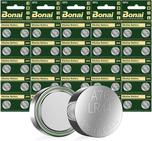 50 x AG13 LR44 Batteries Alkaline Button Cell Battery by BONAI, LR44 AG13 A76 357 303 SR44 1.5V Button Battery