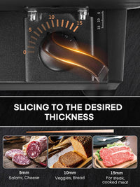 Meat Slicer with 2 * 19cm Blade, Electric Meat Slicer Machine for Home Use 200W, FOHERE Deli Food Slicer, 0-15mm Adjustable Thickness for Cheese, Bread, Include Safety Food Pusher, Silver