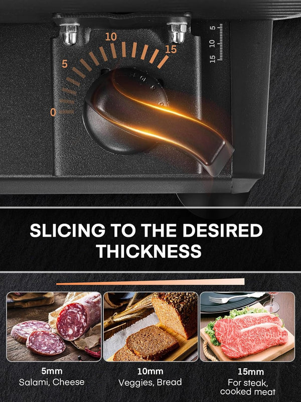 Meat Slicer with 2 * 19cm Blade, Electric Meat Slicer Machine for Home Use 200W, FOHERE Deli Food Slicer, 0-15mm Adjustable Thickness for Cheese, Bread, Include Safety Food Pusher, Silver