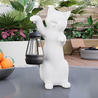 Solar Powered Garden Resin Statue Lights, 10 Inch Waterproof Outdoor Animal Cute Cat Figurine Lights, Suitable for Patios, Balconies, Lawns, Courtyards, Etc(Hand)