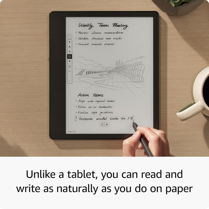 Kindle Scribe (2022 release) - 16 GB, the first Kindle and digital notebook, all in one, with a 10.2" 300 ppi Paperwhite display, with built-in notebook summarisation. Includes Basic Pen