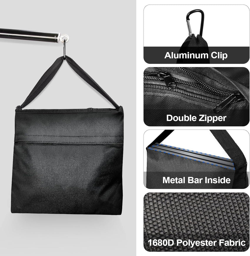 EMART Heavy Duty Sandbags,Weight Sand Bags Photo Studio Saddlebag Design for Photography Stand Light Tripod, Outdoor Patio, Sports, Photo Sets, Film Sets, Live Productions-(Black-4 Packs)
