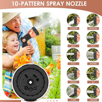 25ft Garden Hose - Expandable Garden Hose Pipe, Flexible Water Hose with 10 Function Spray Gun, No-Kink, Anti-Leakage and Easy to Use Expanding Hose with 3/4", 1/2" Solid Brass Fittings