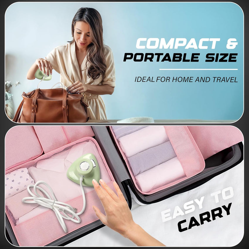 Travel Mini Steam Iron Portable Handheld Steamer for Clothes Quilting Sewing with Safety Gloves & Pouch â One Size