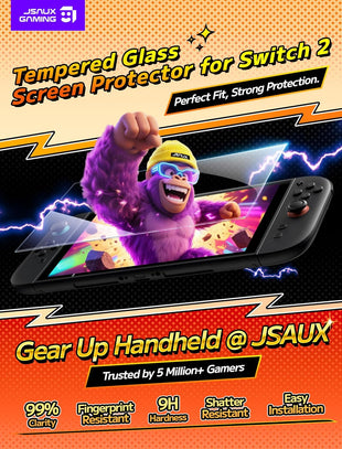 JSAUX 3-Pack Screen Protector for Nintendo Switch 2, Easy to Install with Guiding Frame Tempered Glass Ultra HD Glass Protector 9H Hardness Scratch Resistant