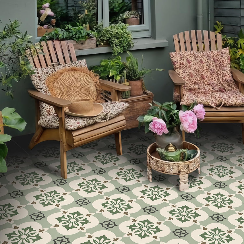 Vinyl Flooring Self Adhesive Floor Tiles Sticker Peel and Stick Vinyl Flooring Planks for Kitchen Living Room and Bathroom Floor, Sage Green