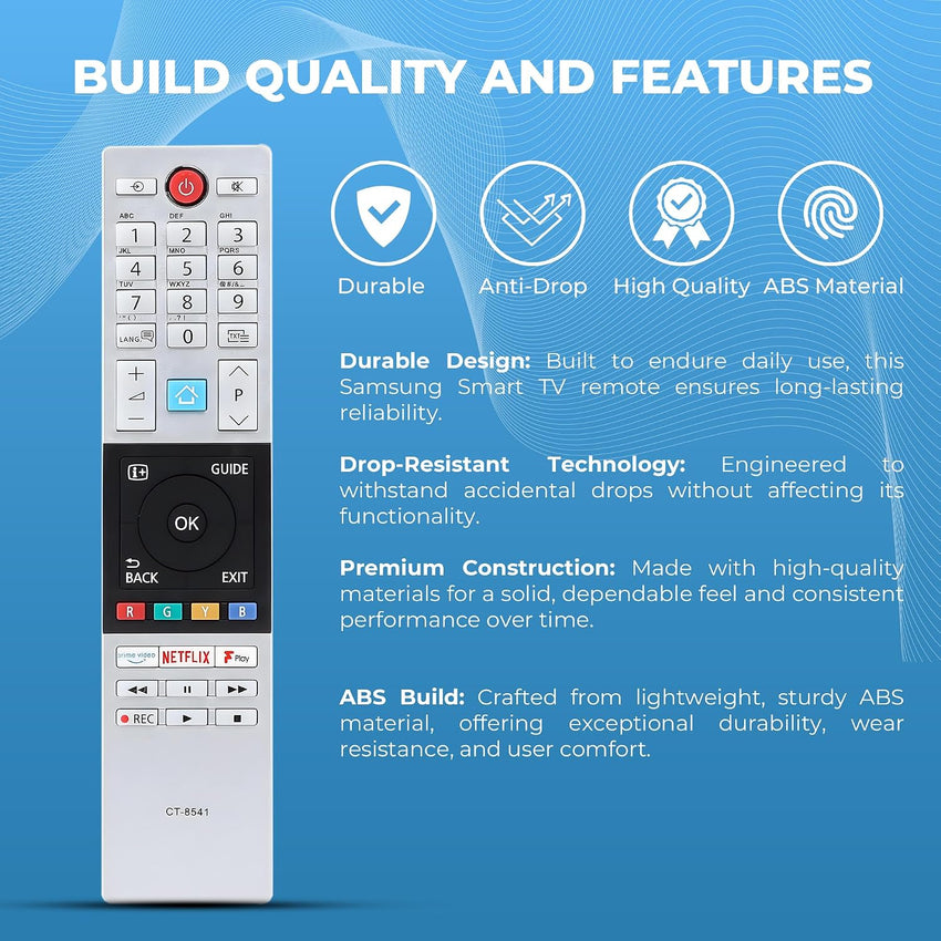 Updated Toshiba Remote Control CT854 RC42150P Compatible with Toshiba UHD Freview 2018 2019 Ready HD LCD LED TV with shortcut buttons Prime Video, Netflix, F play Buttons, No Setup Required