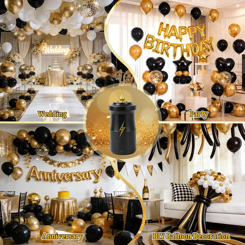 Electric Balloon Pump Rechargeable Type-C 2000mAh 3 Nozzles Inflate & Vacuum Portable