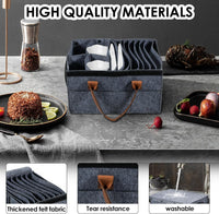 Caravan Felt Plate Holder Storage Bag 8 Plate + 4 Bowl Compartments Dustproof with Lid