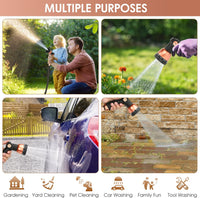25ft Garden Hose - Expandable Garden Hose Pipe, Flexible Water Hose with 10 Function Spray Gun, No-Kink, Anti-Leakage and Easy to Use Expanding Hose with 3/4", 1/2" Solid Brass Fittings