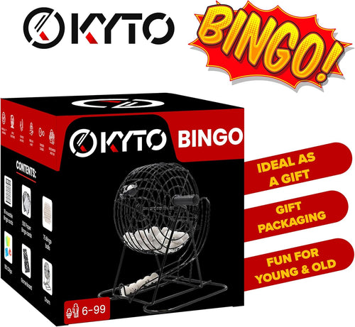 Bingo Game Set Metal Drum 75 Balls 150 Chips & 500 Cards Ã¢ÂÂ Black