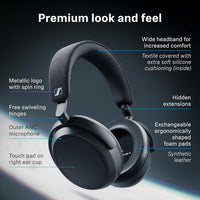 Sennheiser MOMENTUM 4 Wireless Noise Cancelling Headphones Bluetooth Headset for Crystal-Clear Calls with Adaptive Noise Cancellation, Up To 60HR Playtime, Folding Design, Black/Copper