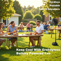 Portable Oscillating Pedestal Fan 8" Foldable 7200mAh Rechargeable 4 Speeds Remote â White