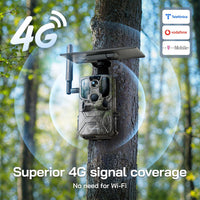 WOLFANG 4G LTE Cellular Wildlife Camera Solar Powered, 7800 mAh Battery, 2.5K Cellular Trail Camera with APP Control Built-in SIM No-Glow Night Vision 0.2s Trigger Motion Activated Waterproof