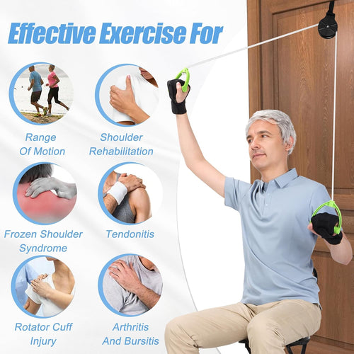 Shoulder Pulley Over-Door Physiotherapy Kit Rotator Cuff Rehab Exercise Pulley System â White