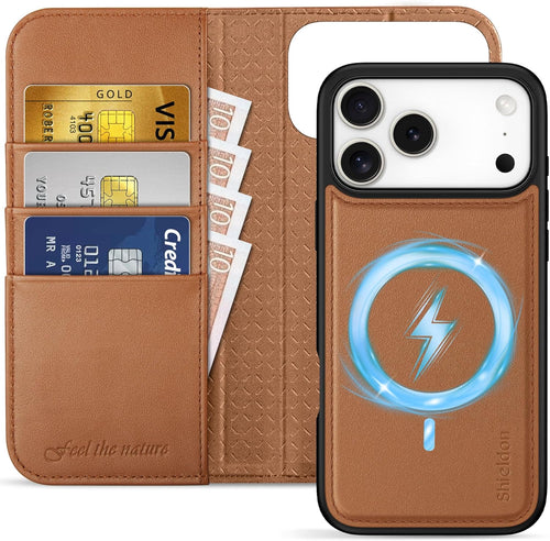 Detachable Wallet Case Genuine Leather for iPhone 17 Pro Max 6.9-inch â Saddle Brown