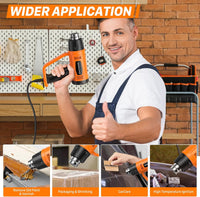 Heat Gun, SEEKONE 2000W Professional Heavy Duty Hot Air Gun Kit 400â & 600â Dual-Temperature Settings with Flame Retardant Protective Cover, 4 Nozzles for Crafts, Shrinking PVC, Stripping Paint