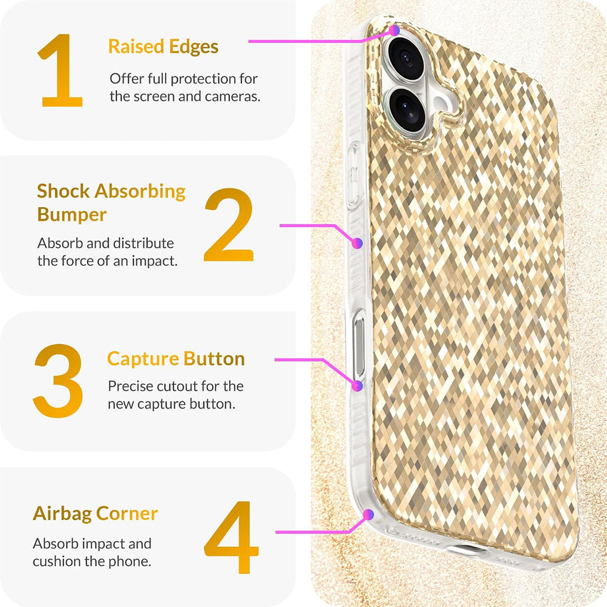 LONLI Hue - for iPhone 16 Plus Case - White Pearl Tort Phone Case - Cute, Unique and Aesthetic Phone Cover - [360^0 Shock-Absorbent Bumper] - [4 Airbag Cushioned Corners]
