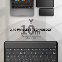 EasyAcc Bluetooth Keyboard, Ultra-Slim Wireless Keyboard UK Layout Quiet Portable Design with Built-in Rechargeable Battery for iOS, Mac, iPad, Windows and Android, Black
