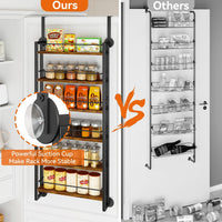 6-Tier Wall-Mounted Spice Rack Door Organizer with Shelves Brown