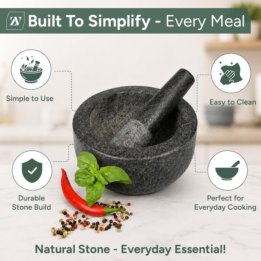 Mortar bowl only Solid Natural Stone Durable Kitchen ONLY MORTAR BOWL NOT PESTLE Natural Stone