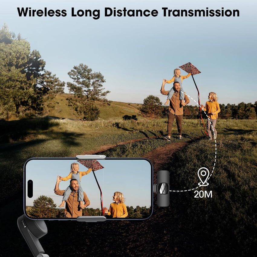 HMKCH Wireless Lavalier Microphone for iPhone - iPad, Android Phone,Computer, Mini Lapel Mic with Noise Reduction and crystal sound for Video Recording, Vlogging, TikTok, YouTube