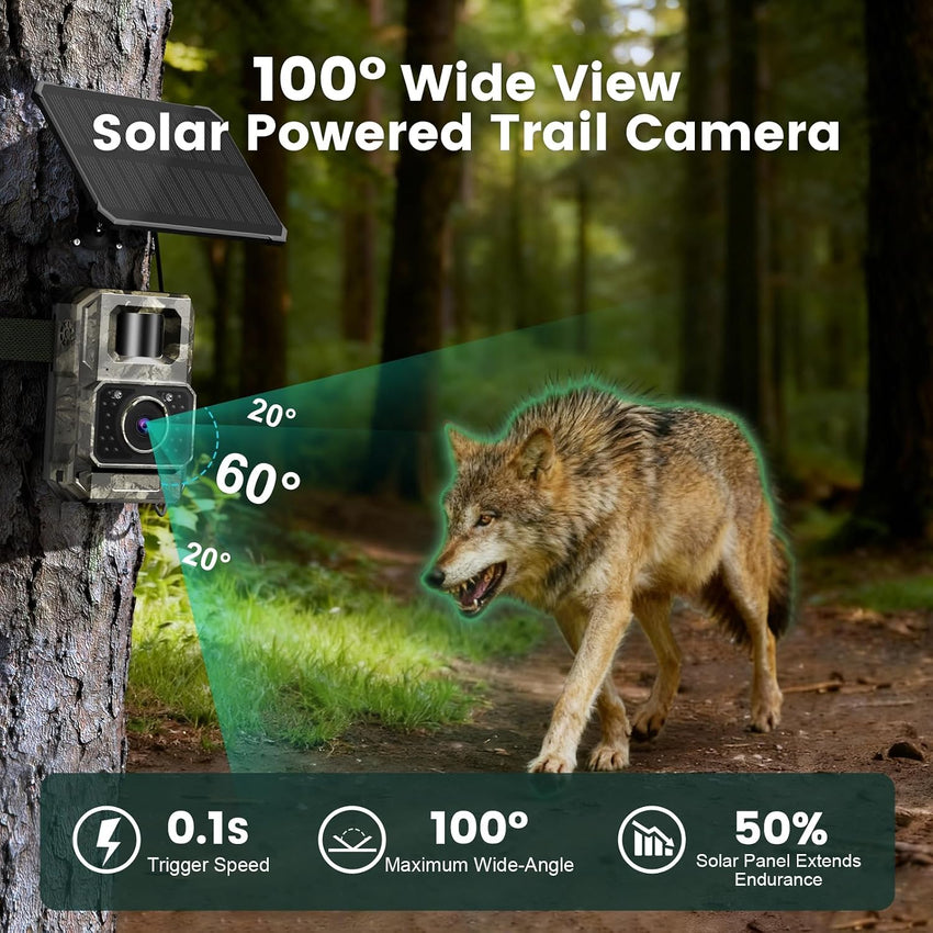 MAXDONE 4K 64MP Solar Wildlife Camera WiFi Bluetooth â Waterproof IP66